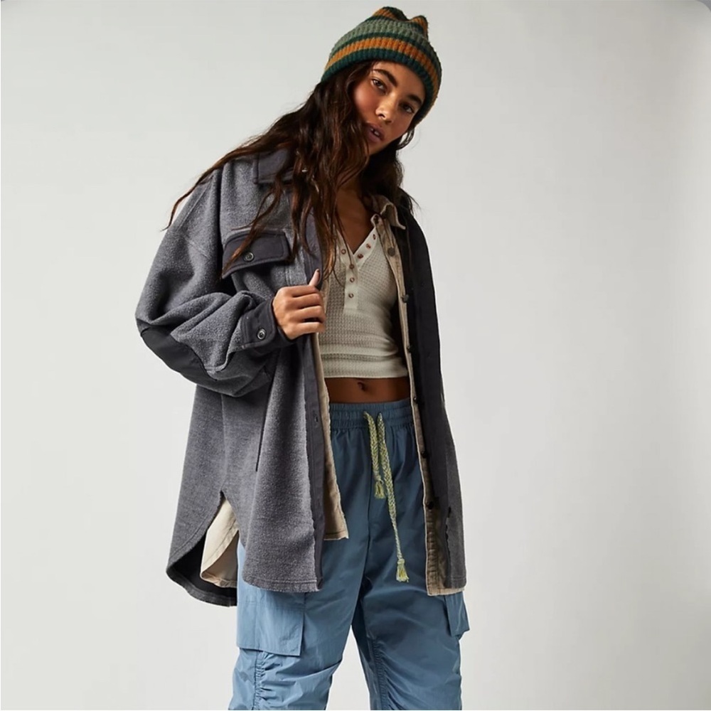 Free People oversized Ruby Jacket grey size S chic boho cozy 90s minimalist boxy
